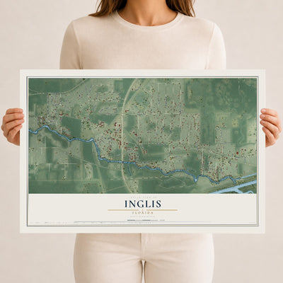 Inglis, Florida map print, 12" x 18" Archival Matte Print mockup