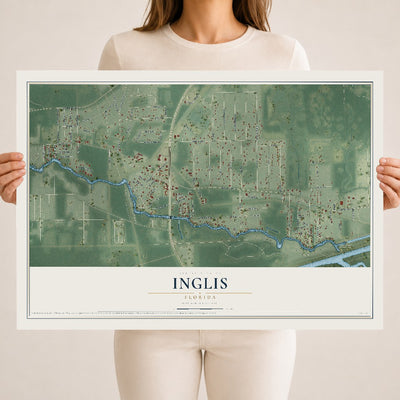 Inglis, Florida map print, 18" x 24" Archival Matte Print mockup