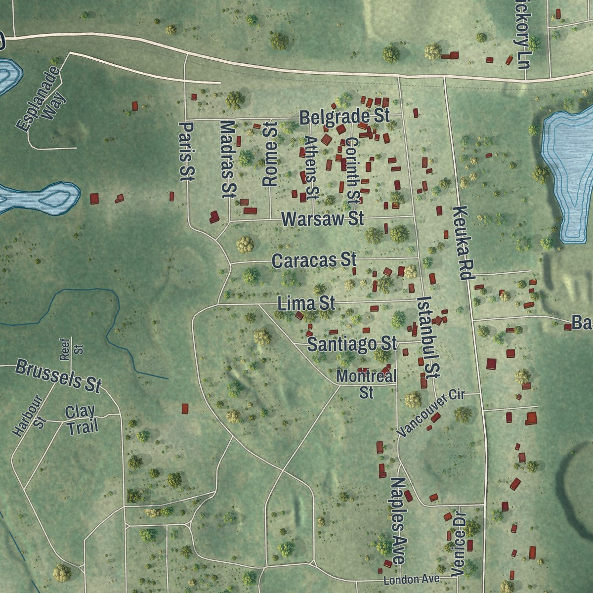Close-up 1 of the Interlachen, Florida map artwork