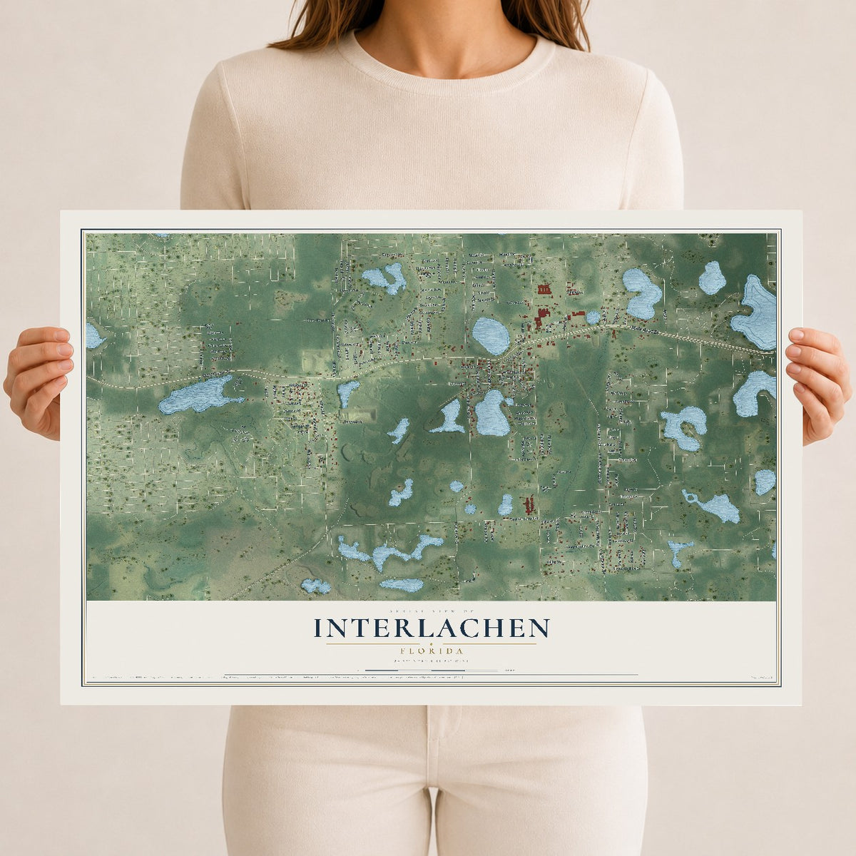 Interlachen, Florida map print, 12" x 18" Archival Matte Print mockup