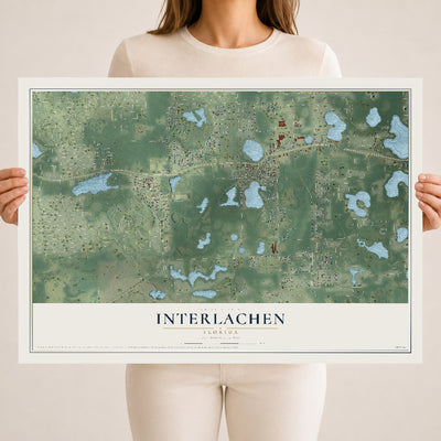 Interlachen, Florida map print, 18" x 24" Archival Matte Print mockup