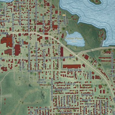 Close-up 1 of the Inverness, Florida map artwork