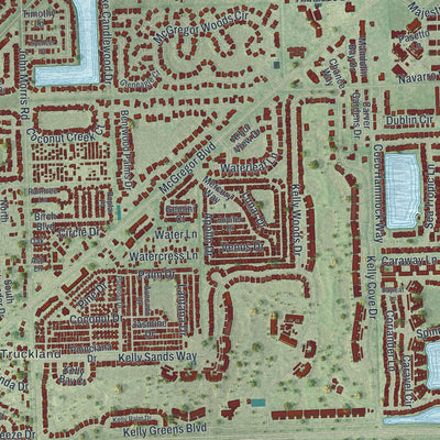 Close-up of the map of Iona, Florida print showing street and building detail