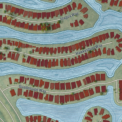 Close-up of the map of Island Walk, Florida print showing street and building detail