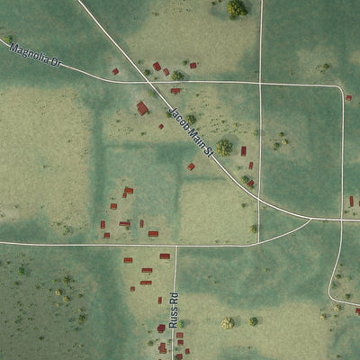 Close-up 1 of the Jacob City, Florida map artwork