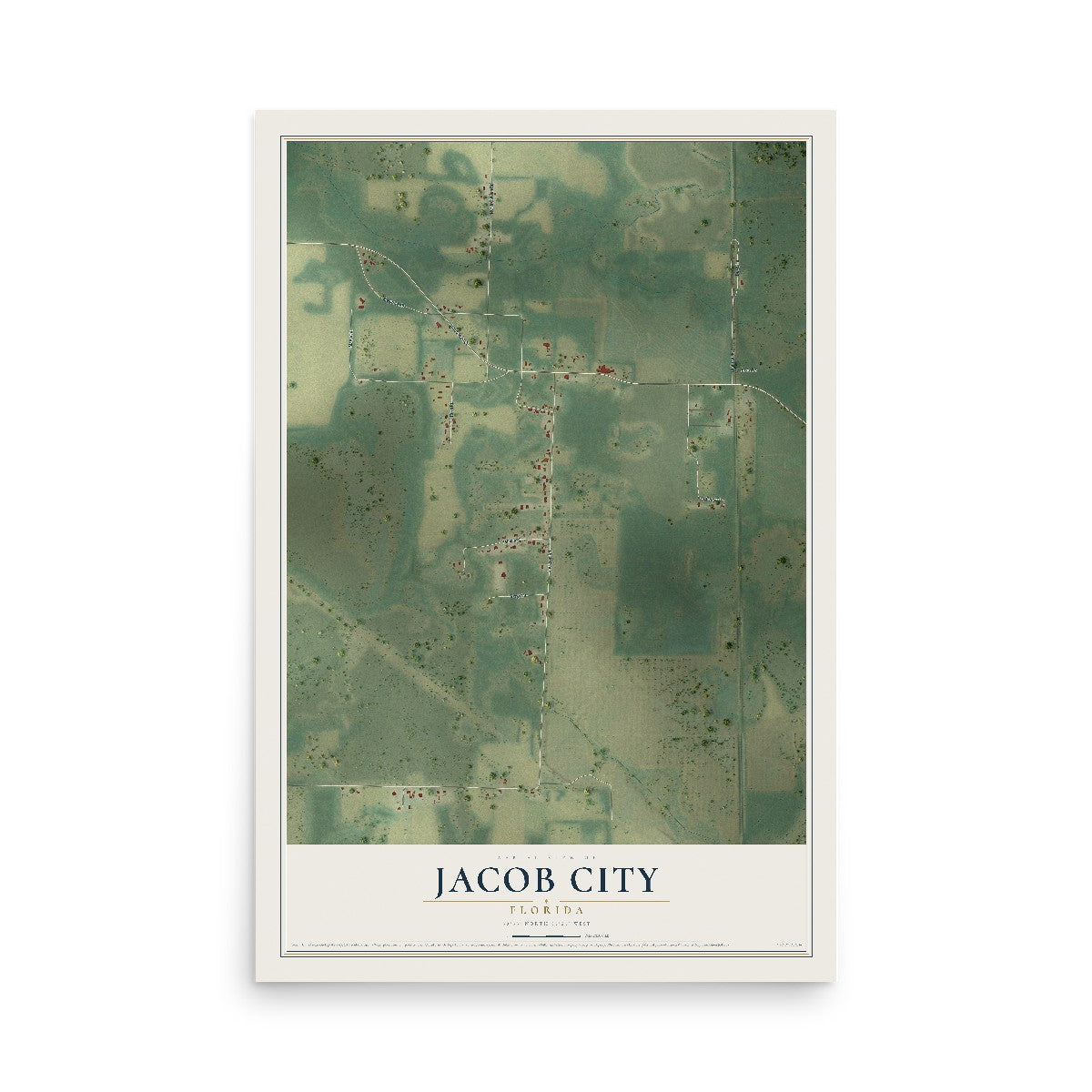 Jacob City, Florida map print, 12" x 18" Archival Matte Print mockup