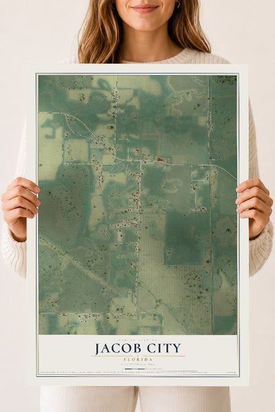 Jacob City, Florida map print, 18" x 24" Archival Matte Print mockup