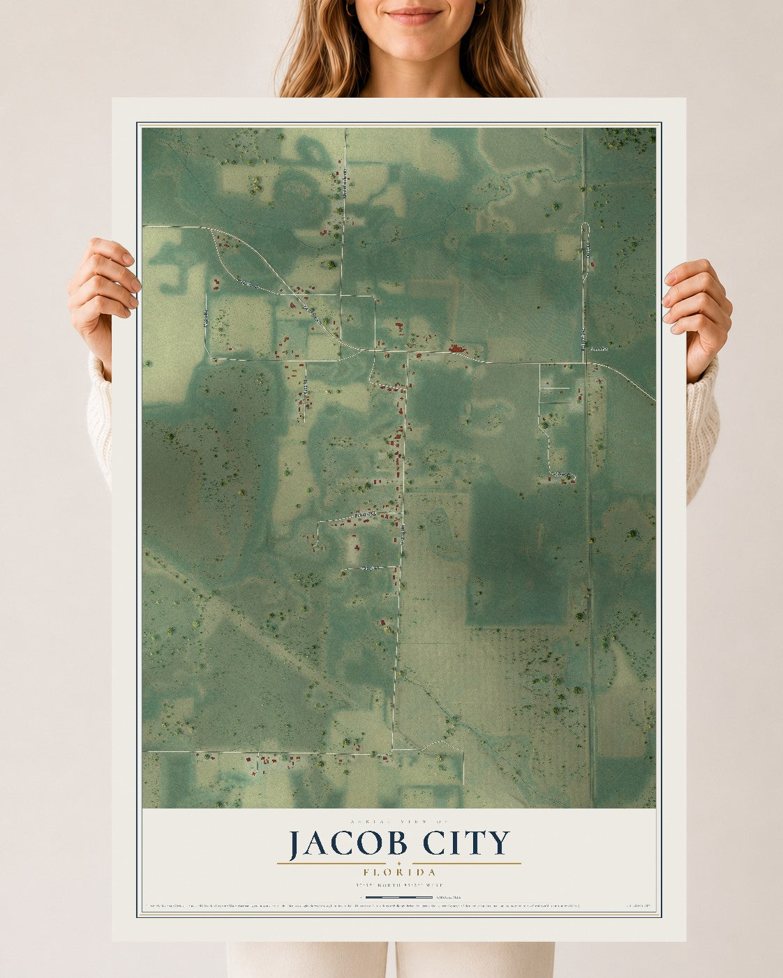 Jacob City, Florida map print, 24" x 36" Archival Matte Print mockup