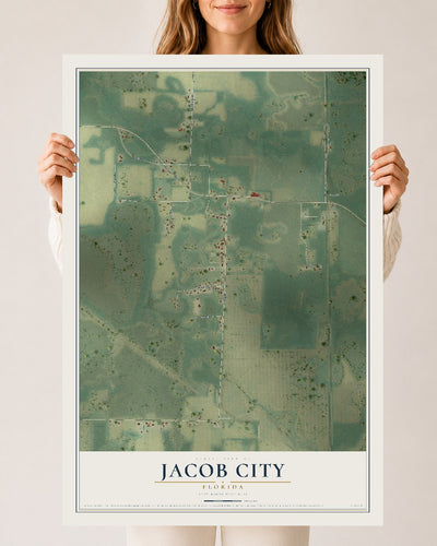 Jacob City, Florida map print, 24" x 36" Archival Matte Print mockup