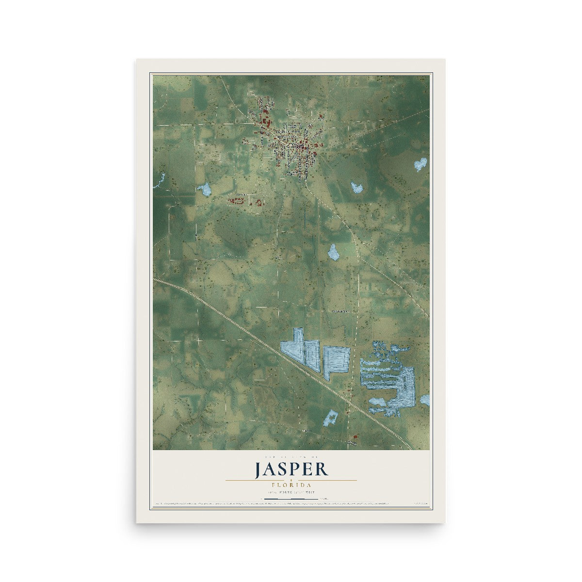 Jasper, Florida map print, 12" x 18" Archival Matte Print mockup
