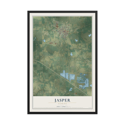 Jasper, Florida map print, 12" x 18" W/ Black Ayous Wood Frame mockup