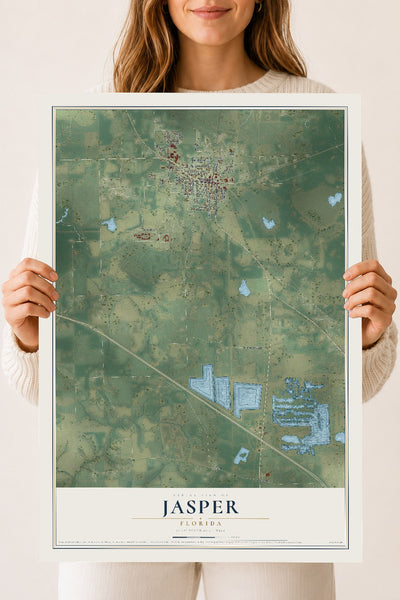 Jasper, Florida map print, 18" x 24" Archival Matte Print mockup
