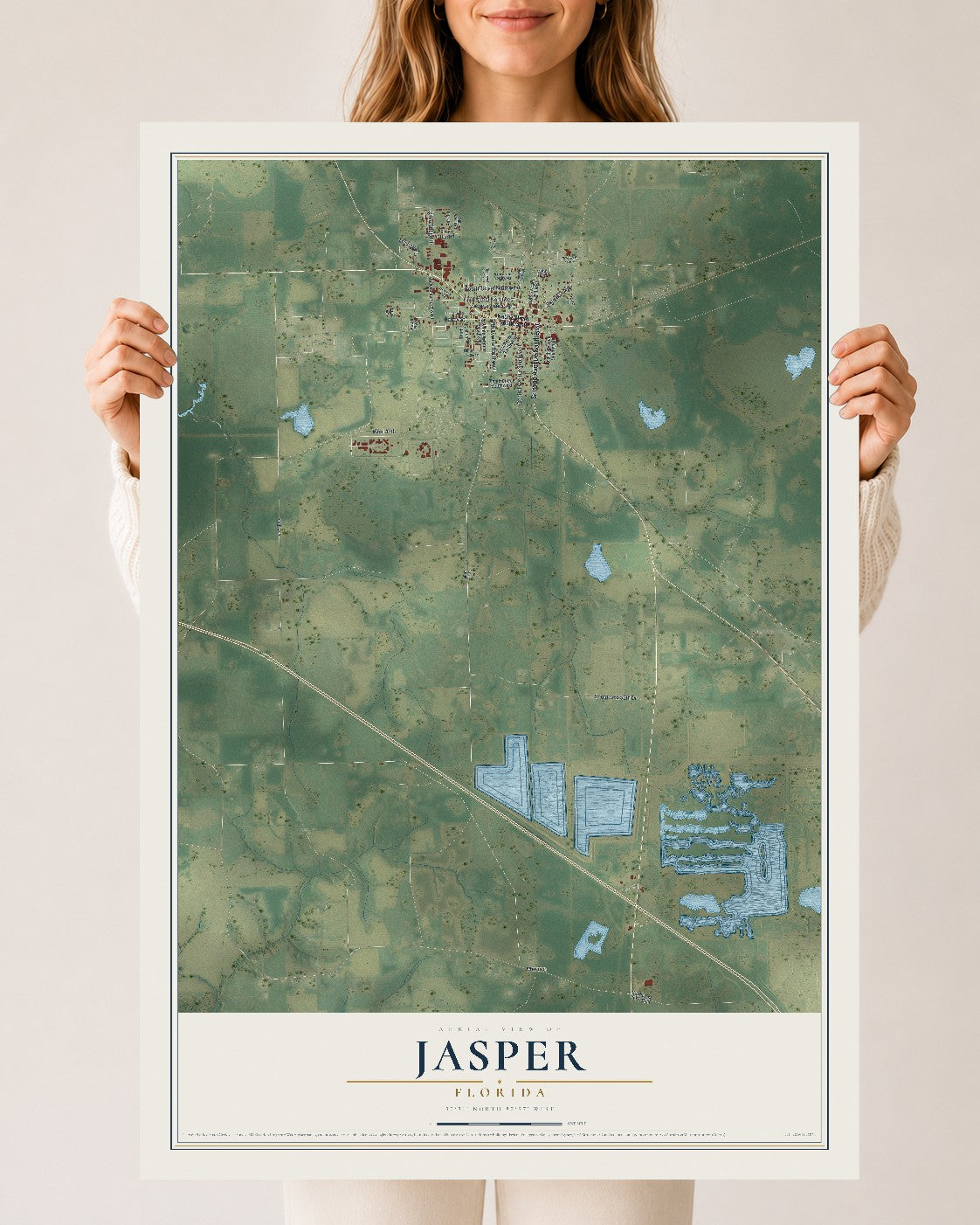 Jasper, Florida map print, 24" x 36" Archival Matte Print mockup