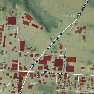 Close-up 1 of the Jay, Florida map artwork