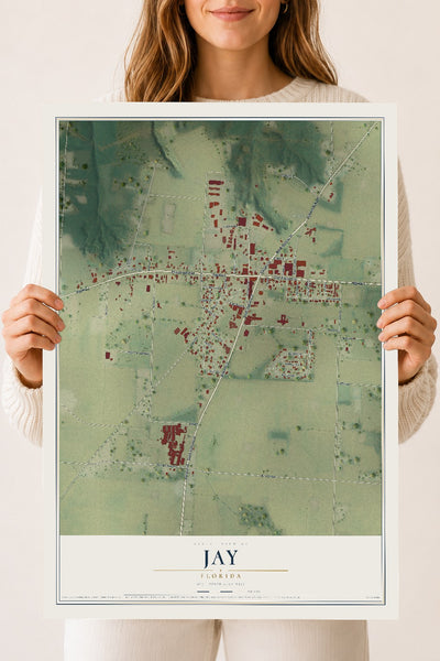 Jay, Florida map print, 18" x 24" Archival Matte Print mockup