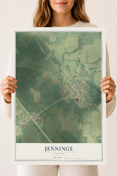 Jennings, Florida map print, 18" x 24" Archival Matte Print mockup