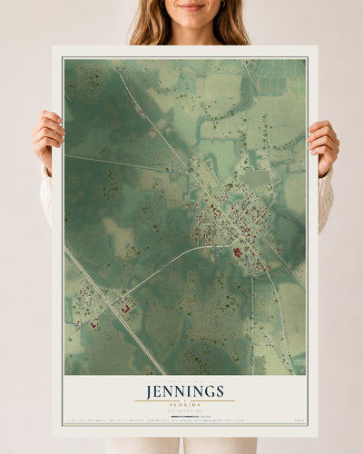Jennings, Florida map print, 24" x 36" Archival Matte Print mockup
