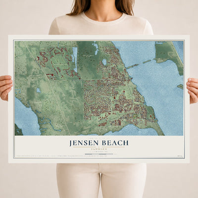 Jensen Beach, Florida map print, 18" x 24" Archival Matte Print mockup