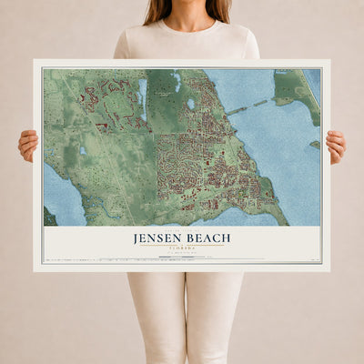 Jensen Beach, Florida map print, 24" x 36" Archival Matte Print mockup