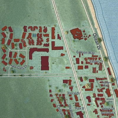 Close-up 2 of the Juno Beach, Florida map artwork