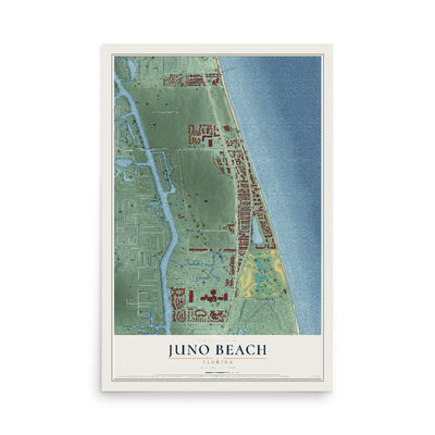 Juno Beach, Florida map print, 12" x 18" Archival Matte Print mockup