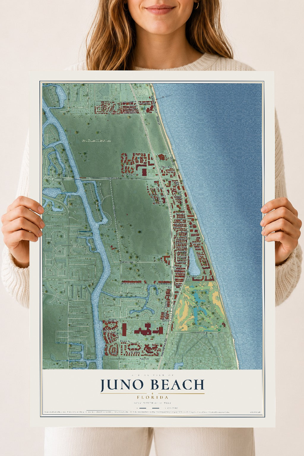Juno Beach, Florida map print, 18" x 24" Archival Matte Print mockup