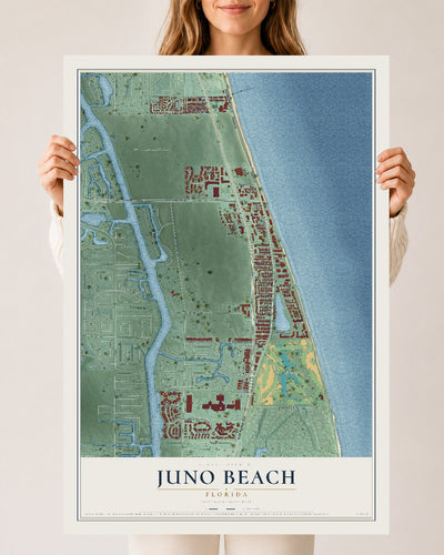 Juno Beach, Florida map print, 24" x 36" Archival Matte Print mockup