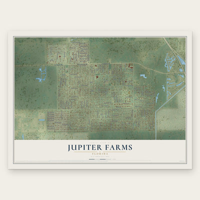 Jupiter Farms, Florida map print, the full design