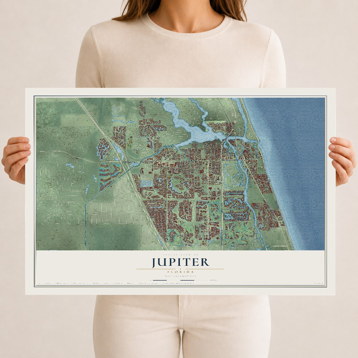Jupiter, Florida map print, 12" x 18" Archival Matte Print mockup