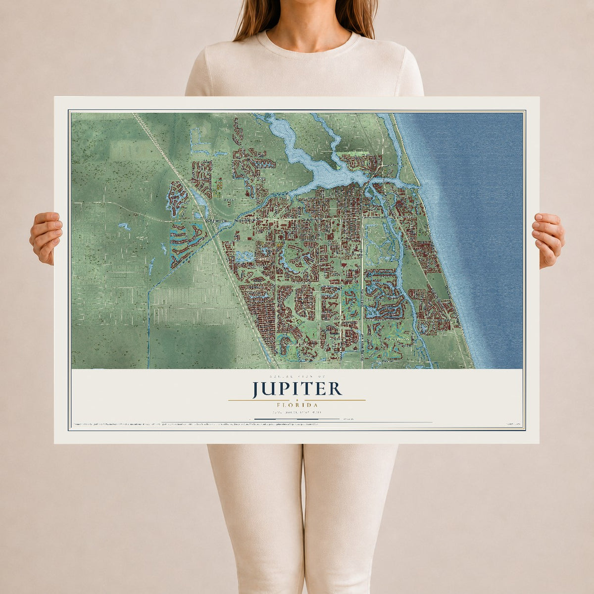 Jupiter, Florida map print, 24" x 36" Archival Matte Print mockup