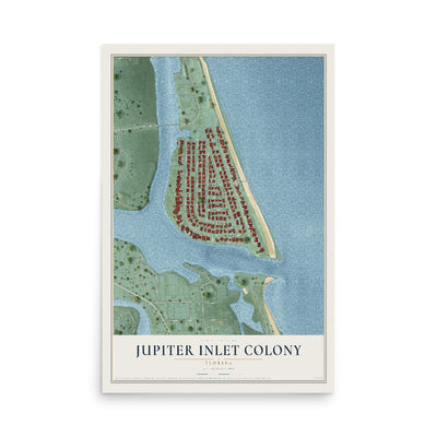 Jupiter Inlet Colony, Florida map print, 12" x 18" Archival Matte Print mockup