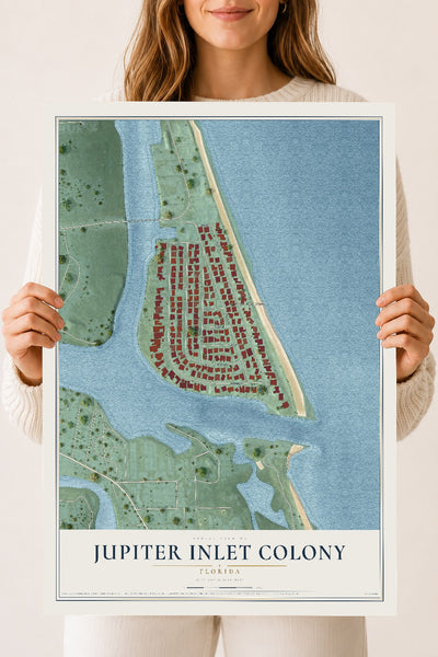 Jupiter Inlet Colony, Florida map print, 18" x 24" Archival Matte Print mockup