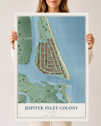 Jupiter Inlet Colony, Florida map print, 24" x 36" Archival Matte Print mockup