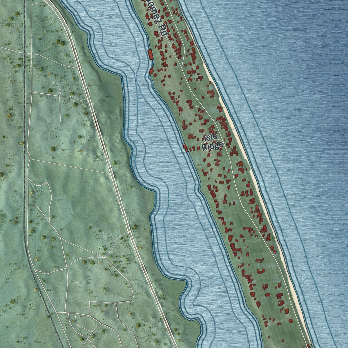 Close-up 2 of the Jupiter Island, Florida map artwork