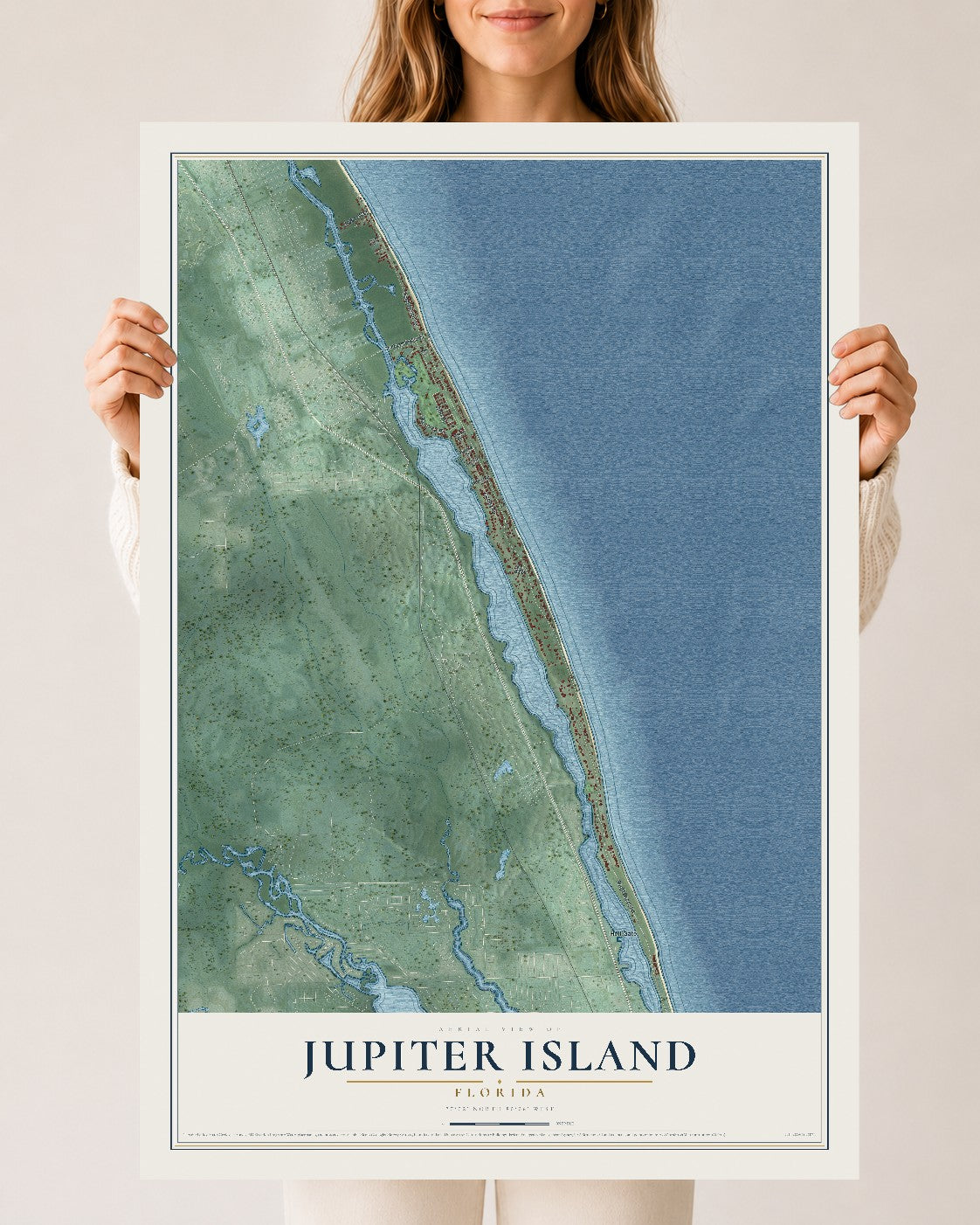 Jupiter Island, Florida map print, 24" x 36" Archival Matte Print mockup