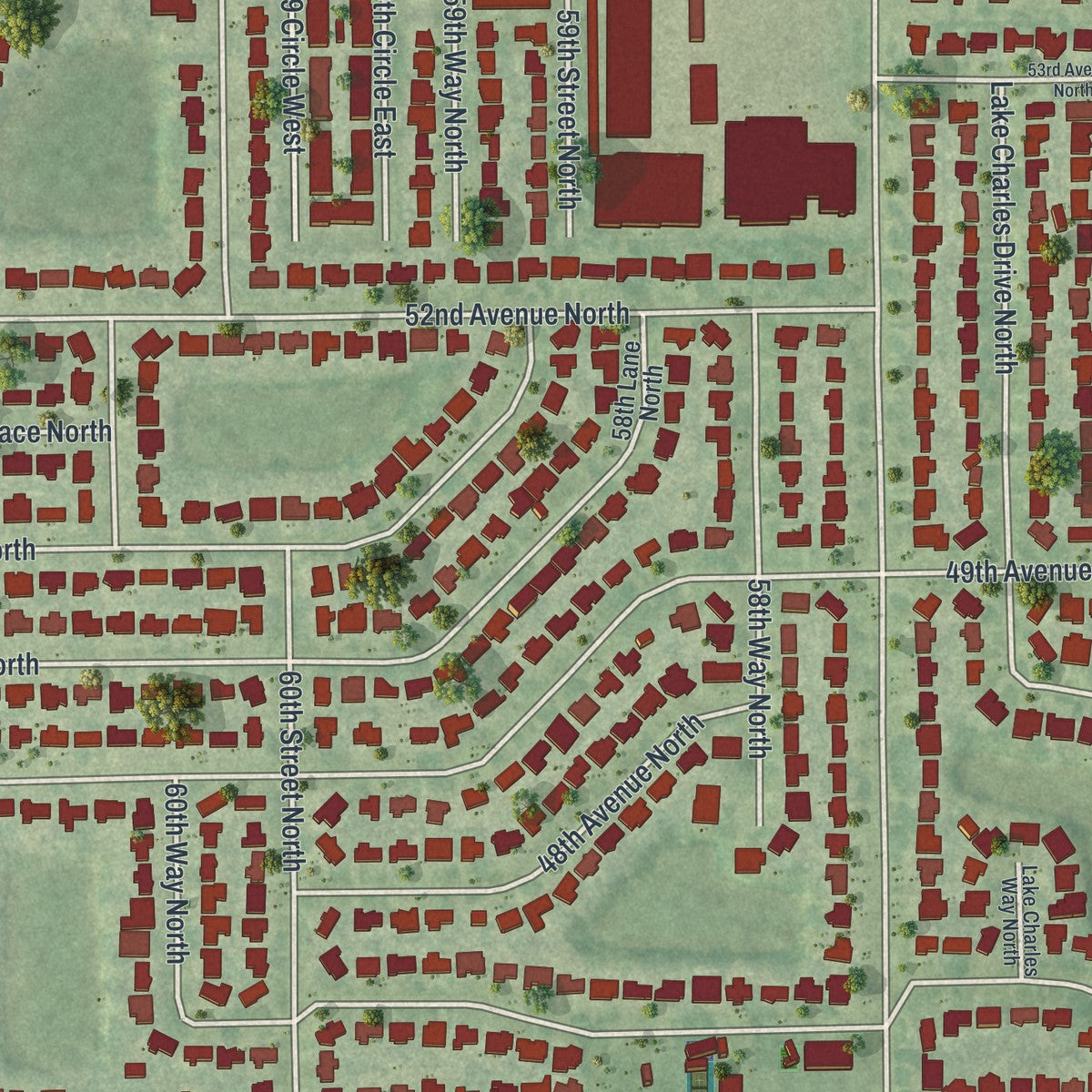 Close-up 1 of the Kenneth City, Florida map artwork