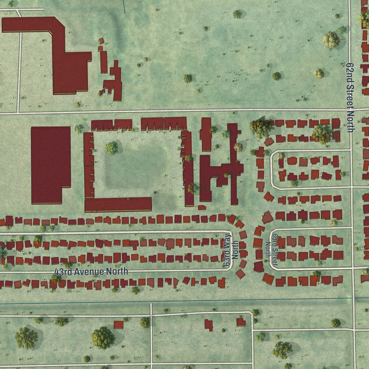 Close-up 2 of the Kenneth City, Florida map artwork