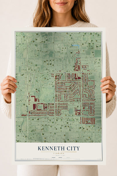 Kenneth City, Florida map print, 18" x 24" Archival Matte Print mockup