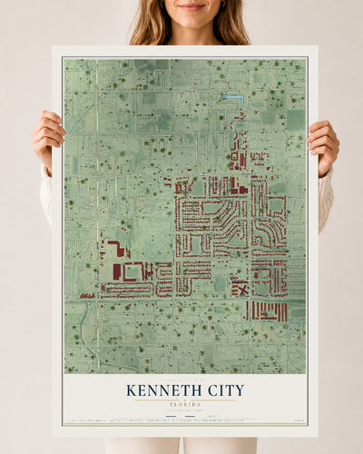 Kenneth City, Florida map print, 24" x 36" Archival Matte Print mockup