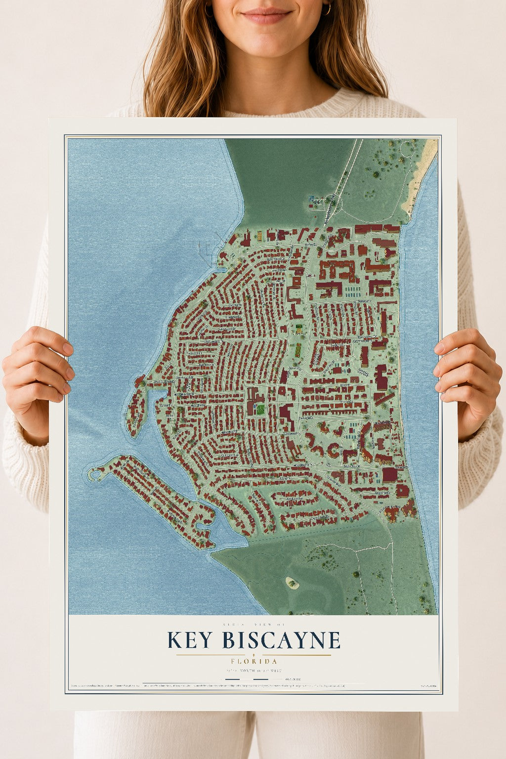 Key Biscayne, Florida map print, 18" x 24" Archival Matte Print mockup