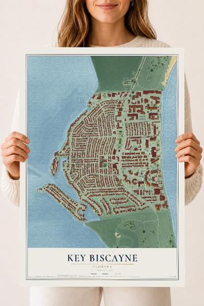 Key Biscayne, Florida map print, 18" x 24" Archival Matte Print mockup