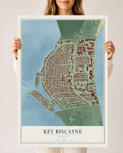 Key Biscayne, Florida map print, 24" x 36" Archival Matte Print mockup