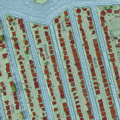 Close-up 1 of the Key Colony Beach, Florida map artwork