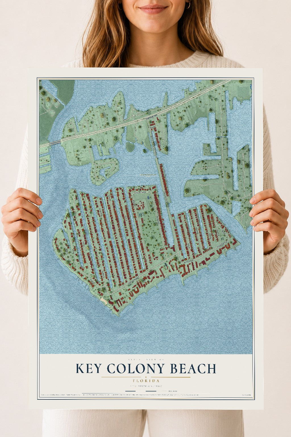 Key Colony Beach, Florida map print, 18" x 24" Archival Matte Print mockup