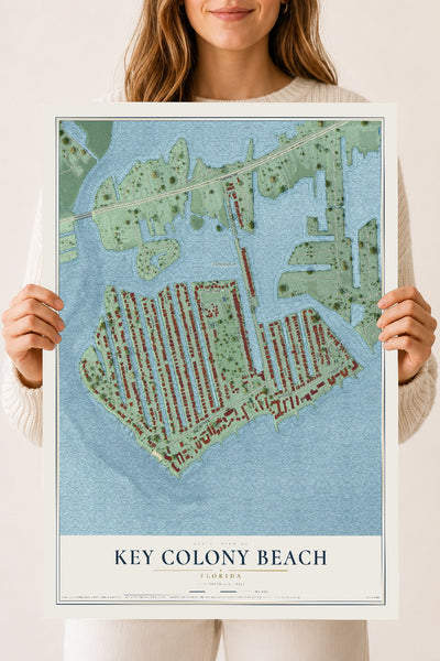 Key Colony Beach, Florida map print, 18" x 24" Archival Matte Print mockup