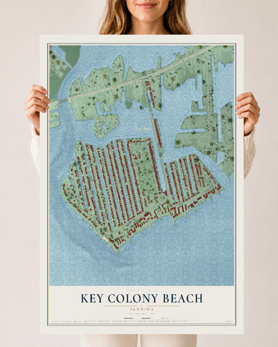Key Colony Beach, Florida map print, 24" x 36" Archival Matte Print mockup