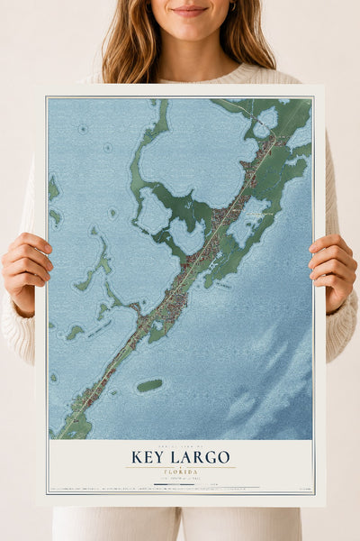 Key Largo, Florida map print, 18" x 24" Archival Matte Print mockup