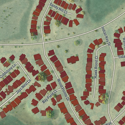 Close-up of the map of Key Vista, Florida print showing street and building detail
