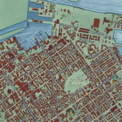 Close-up 1 of the Key West, Florida map artwork