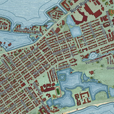 Close-up 2 of the Key West, Florida map artwork